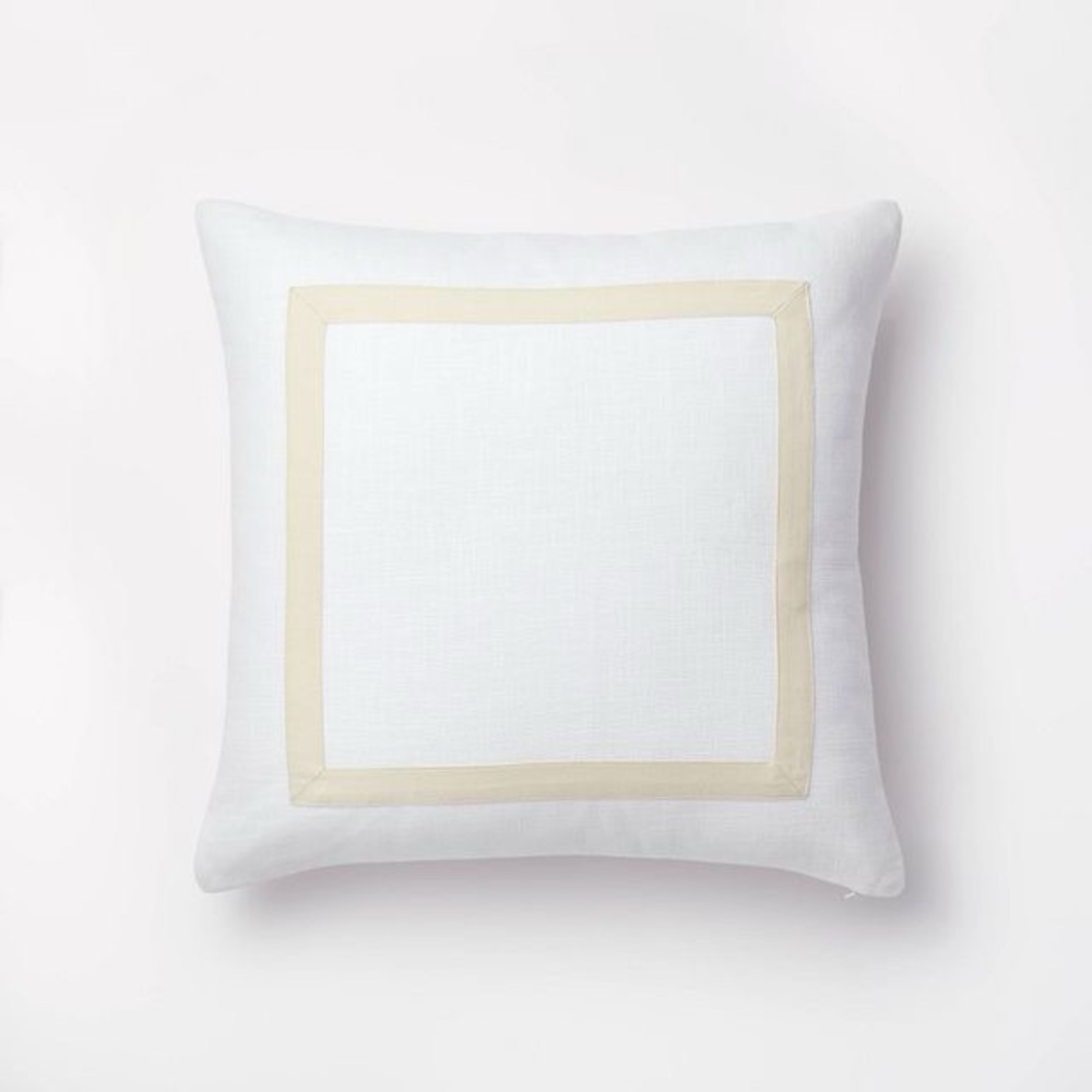 2 X Threshold Studio McGee Euro Cotton slub border appliqué pillows